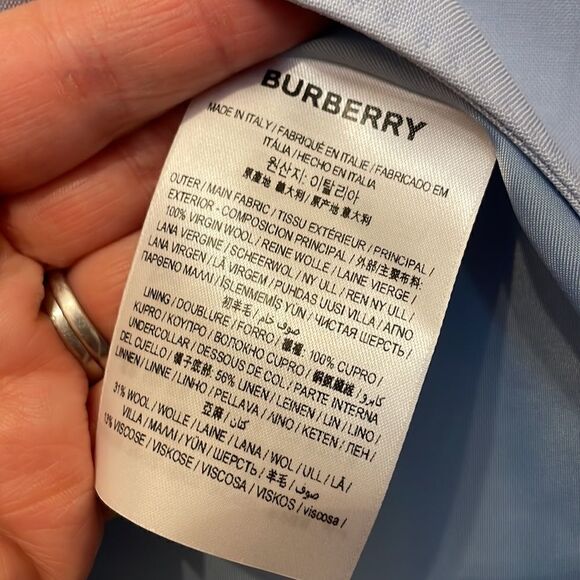 Burberry Women’s Pale Blue Virgin Wool Cut Out Blazer, NWT - Picture 13 of 16